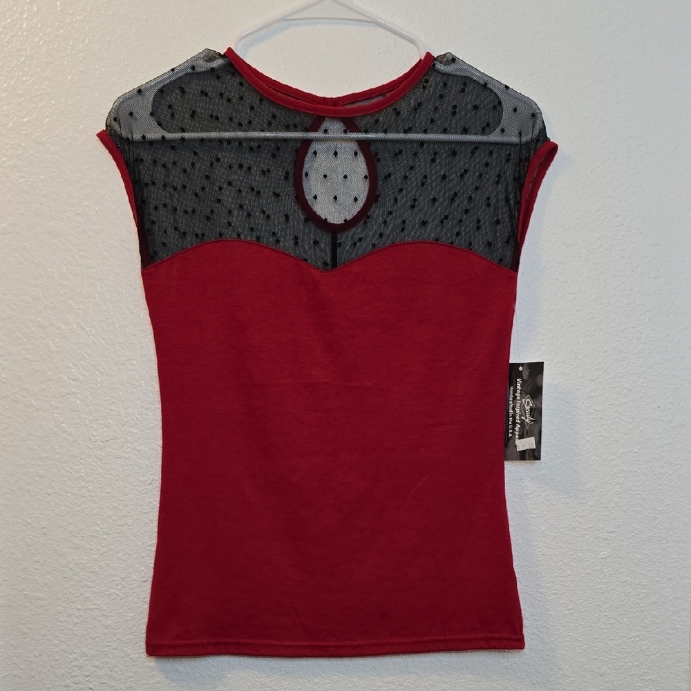 Rock Steady Red Top with Black Mesh